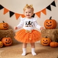 thumbnail image 2 of mgoYE My First Halloween Outfit for Baby Girl 3 6 9 12 Month Pumpkin Bodysuit and Tutu Skirt with Bow Headband Clothes 3 Pcs Set(Orange,1-3 Months), 2 of 9