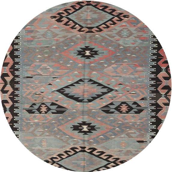 Ahgly Company Indoor Round Contemporary Brown CON3024X Area Rugs, 7' Round