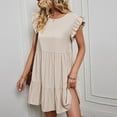 thumbnail image 2 of FAIWAD Robe d'Été pour Femme Sans Manches à Manches à Volants Plissée Mini Robe Soleil Col Rond Ample Courte Fluide, 2 of 7