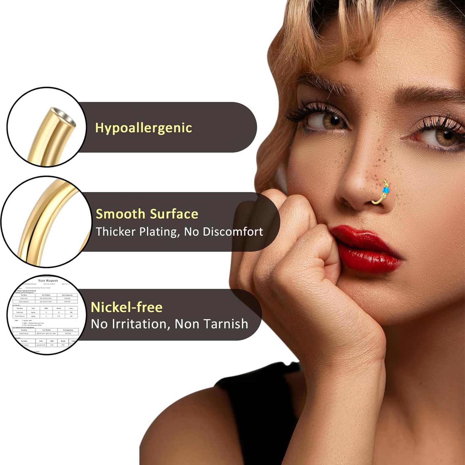 316L Surgical Steel Nose Studs With Clear CZ – 20g, 8mm Length, 24 Pack