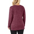 thumbnail image 4 of Plus Size Women's Tunic Tops Ribbed Knit Crewneck Long Sleeve Side Split Fall Soft Brushed Stretchy Relaxed Sweater XL-5XL, 4 of 7