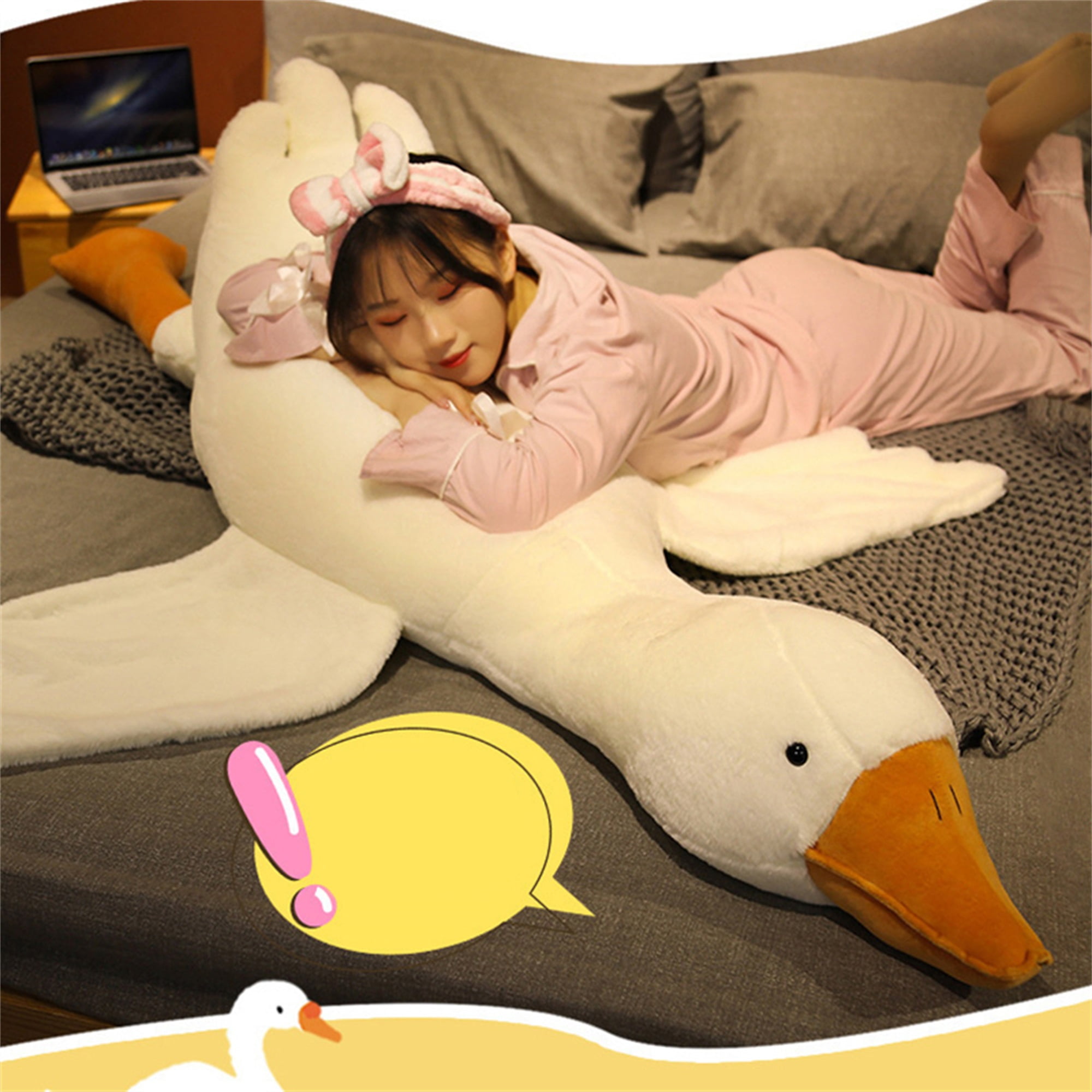 190cm Giant Long Plush White Goose Toy Stuffed Lifelike Big Wings