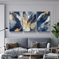 thumbnail image 3 of 3 Piece Abstract Wall Art Blue and Gold Paintings Minimalist Wall Decor Graffiti Poster Modern Artwork Picture HD Canvas Print,Framed for Living Room Bedroom Bathroom, 12"x16"x3 Panels, 3 of 6