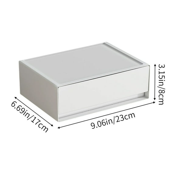 Rkxzt Plastic Stacking Drawer ,Desktop Drawer Organizer Stacking Cosmetic Storage Shelves Plastic White 9.06x6.69x3.15in,Office Storage