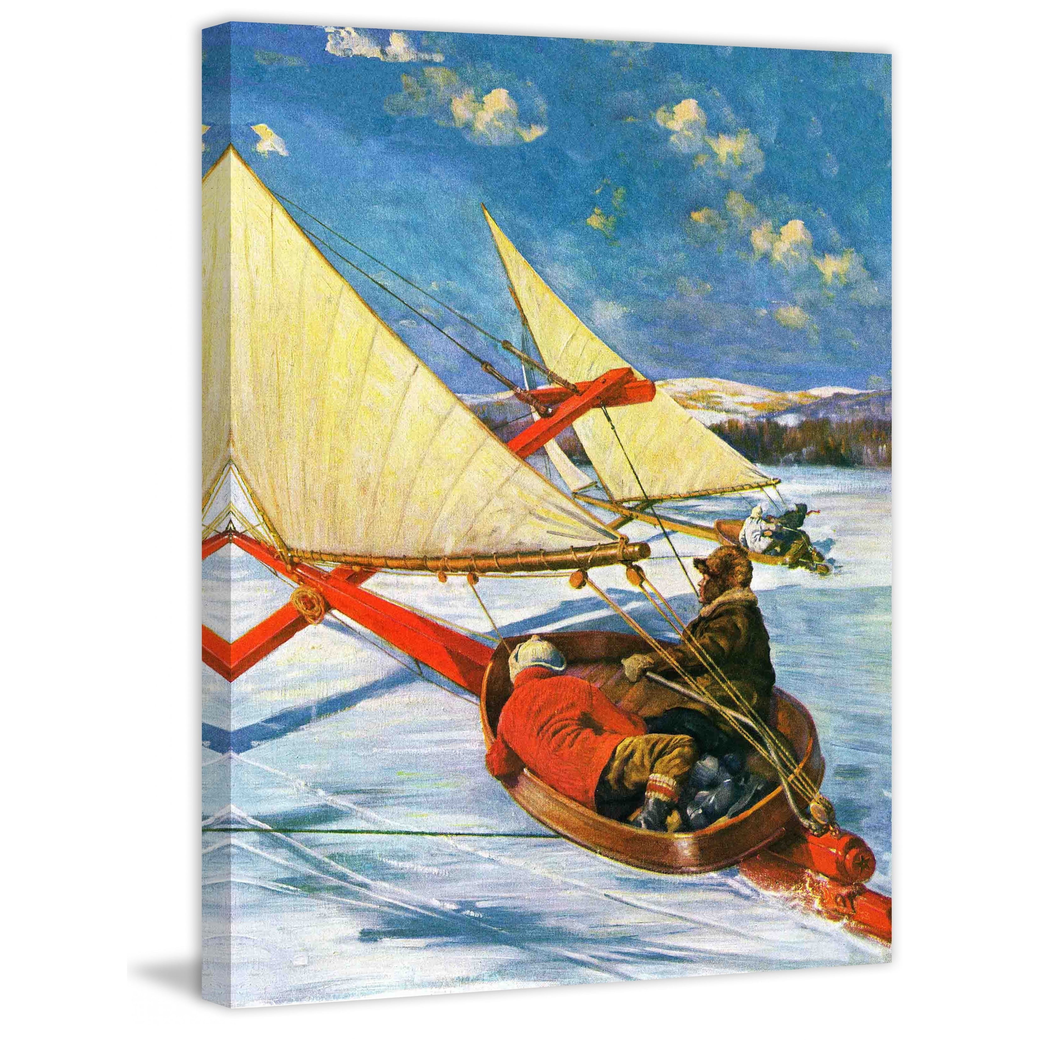 Marmont Hill Ice Boating by Anton Otto Fischer Painting Print on Canvas