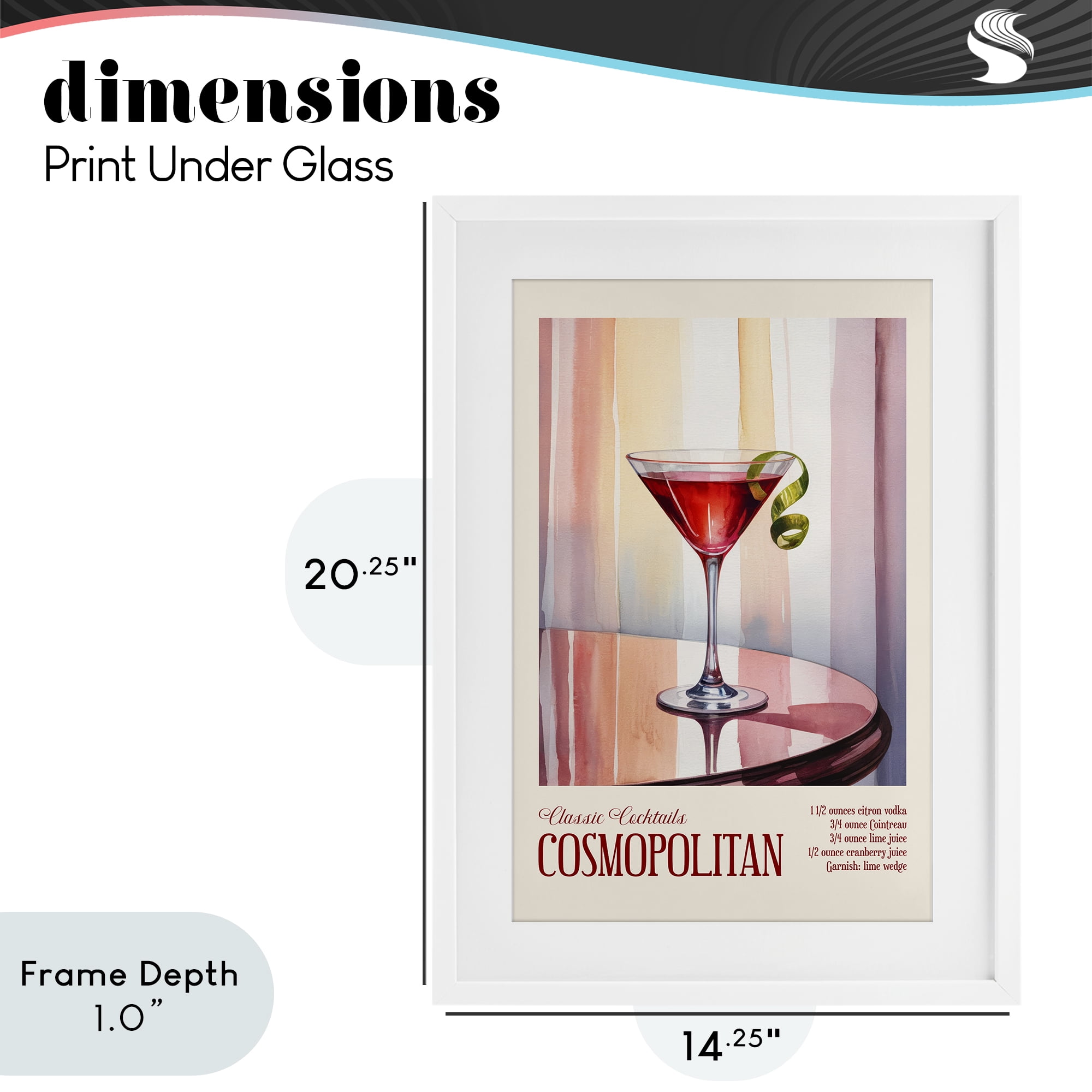 Stupell Industries Cosmopolitan on Reflective Table White Framed Print Under Glass, design by Andreas Magnusson