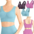thumbnail image 2 of Women Full Coverage Bra 3-Pack Seamless Sports Bras Wirefree Yoga Bras with Removable Pads for Women, 2 of 7