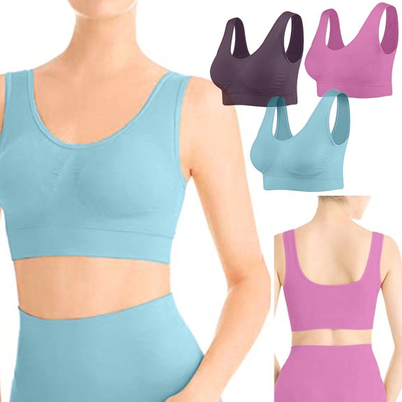 3-Pack Seamless Sports Bra Wirefree Yoga Bra With Removable Pads For Women