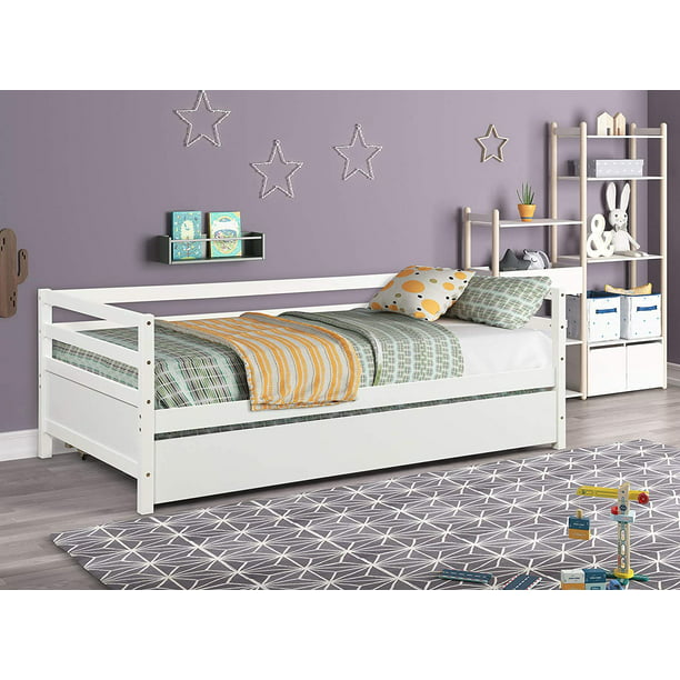 Atayal Twin Daybed With Trundle, Twin Pine Bed Frame