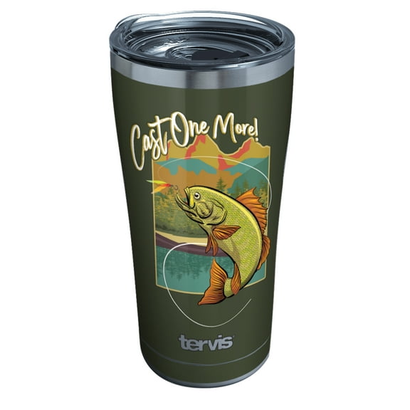 Tervis Fishing - Cast One More Triple Walled  Insulated Tumbler Travel Cup Keeps Drinks Cold & Hot, 20oz, Stainless Steel