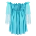 thumbnail image 5 of HJYCHN Off Shoulder Ruffle Mesh Ladies Fashion High Waist Loose Fit Casual Wedding Dress for Women Blue XXXXL, 5 of 5