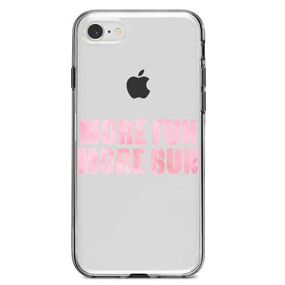 DistinctInk Clear Shockproof Hybrid Case for iPhone 7 8 SE (2020 Model) 4.7" Screen TPU Bumper Acrylic Back Tempered Glass Screen Protector - More Fun More Sun