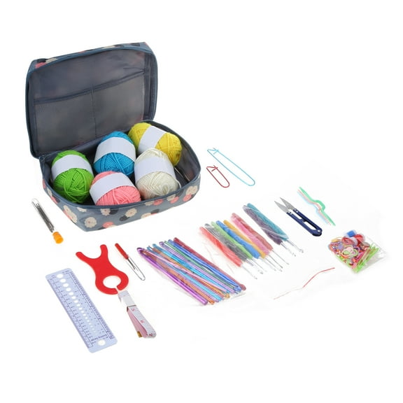 107 Pieces Crochet Hooks Set, Ergonomic Knitting Needle Weave Yarn Kits with Storage Case and Crochet Needle Accessories