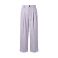 thumbnail image 3 of XPMWRP Women's High Waist Pleated Wide Leg Capri Pants Button Closure Casual Loose Trousers with Pockets Stretchy for Work Purple XXL, 3 of 5