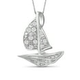 thumbnail image 2 of Silver Chain Necklace for Women – .925 Sterling Silver Boat Necklace with Sparkling Genuine 0.10 CTW White Diamonds – Chic, Stunning Silver Statement Necklace Gifts by JewelersClub, 2 of 4