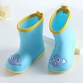 thumbnail image 2 of KPOPLK Toddler Boys Rain Boots Waterproof Kids Girls Lightweight Easy-On Pull-On Handles Non-Slip Sole Cute Dinosaur(Blue,5.5), 2 of 5
