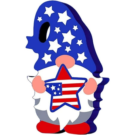 FYBTOFYBTO Wooden Gnome Independence Day Patriotic Table Ornament