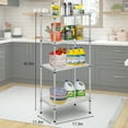 thumbnail image 7 of NiamVelo 4-Tier Storage Shelves Adjustable Wire Shelves Metal Shelf with 4 PP Sheets for Kitchen Bathroom  Garage, Chrome, 7 of 7