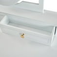 thumbnail image 6 of 35.5" White Compact Makeup Vanity Table with Reversible Mirror and Stool Space-Saving Dressing Table for Small Spaces, 6 of 11