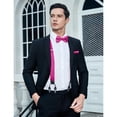 thumbnail image 3 of HISDERN Pink Bow Tie and Suspenders for Men Solid Handkerchief 6 Clips Adjustable Y Shape Pocket Square Set, 3 of 8