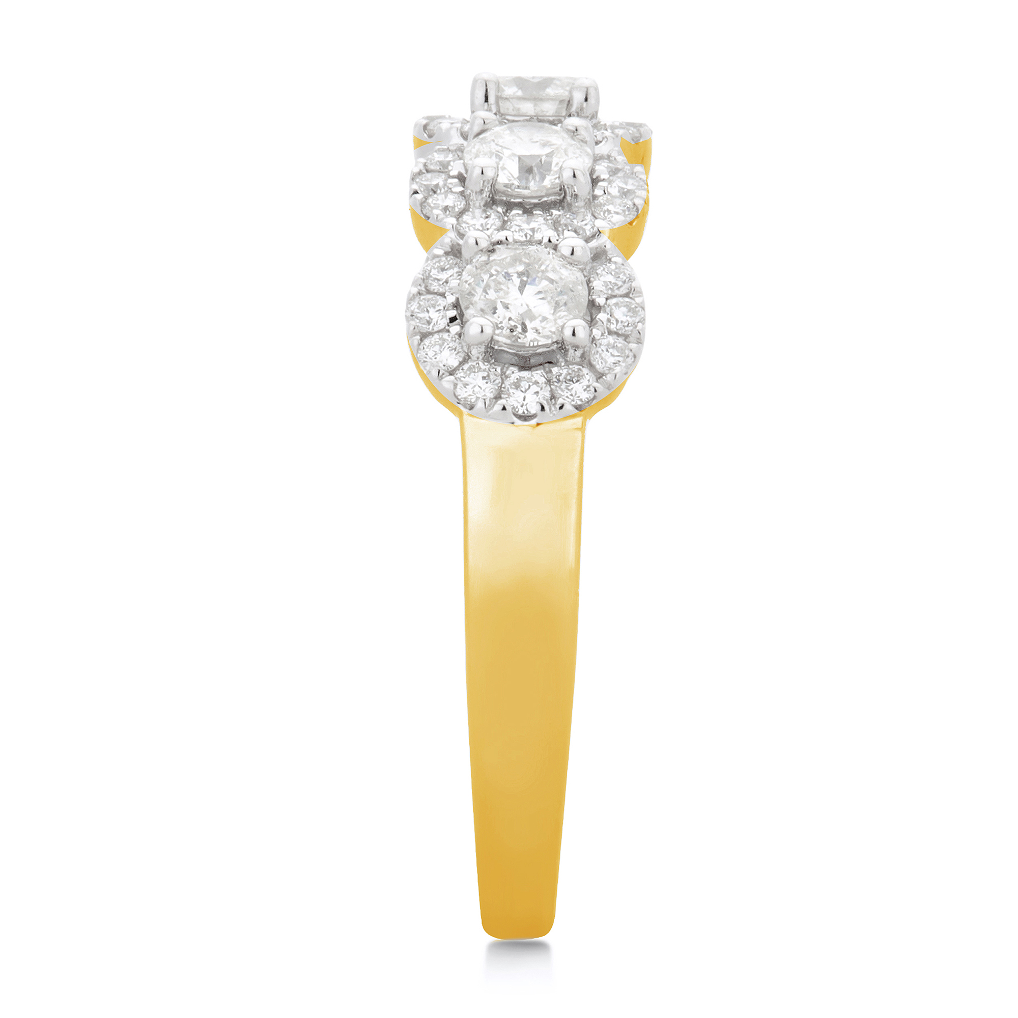 Arista 1.50 ct Round 5 Swarovski Stone Engagement Ring in Yellow plated Sterling Silver