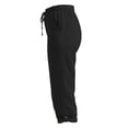 thumbnail image 3 of Women's Cotton Linen Blend Wide Leg Capri Pants Drawstring Casual Capri Trousers Loose Pants with Pockets Black, 3 of 6