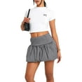 thumbnail image 2 of Women'S Gingham Bubble Mini Skirts Plaid- Bow- Cute Holiday Short Skorts Black S, 2 of 8