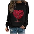 thumbnail image 2 of Qertyioot T-Shirt Graphique pour Femmes de la Saint-Valentin à Manches Longues, Haut à Col Rond Imprimé, Chandail Décontracté, 2 of 6