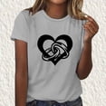 thumbnail image 1 of Offre à Durée Limitée Iumwxz T-Shirt Décontracté Coupe Classique Hauts Basiques Hauts de Sortie pour Femmes T-Shirts Graphiques Cœur Manches Courtes Col Rond Blouse Hauts pour Femmes Tendance à Petit Prix pour les Courses, 1 of 4