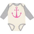 thumbnail image 3 of Inktastic Anchor Nautical Pink Girls Long Sleeve Baby Bodysuit, 3 of 5
