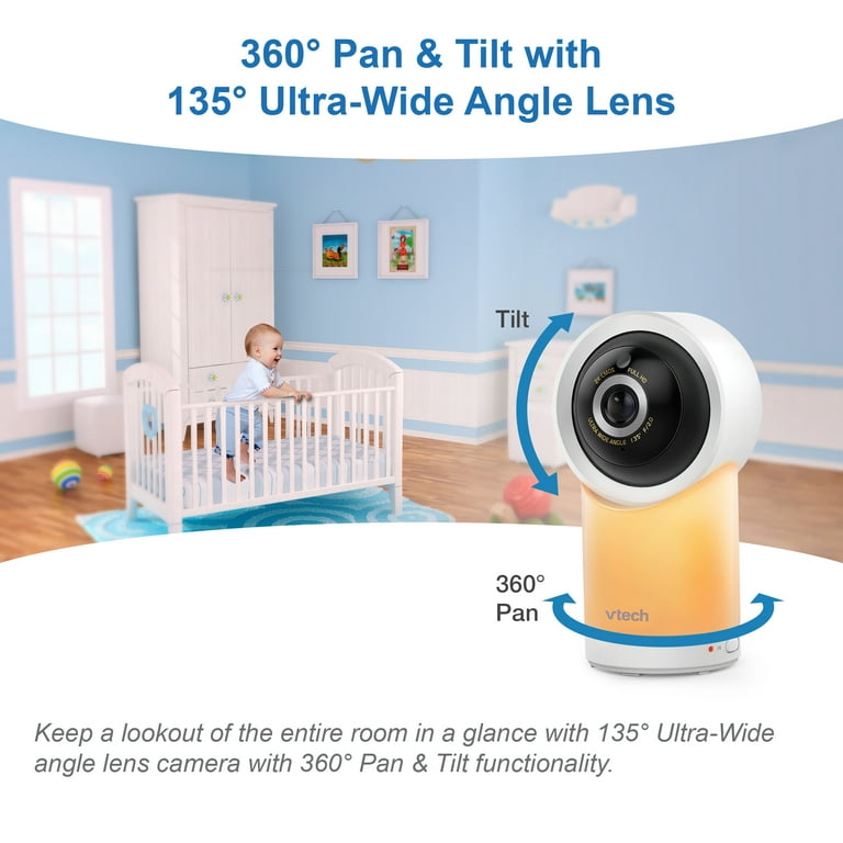 1080p Smart WiFi Remote Access 360 Degree Pan & Tilt Video Baby Monitor  with 5 High Definition 720p Display, Night Light