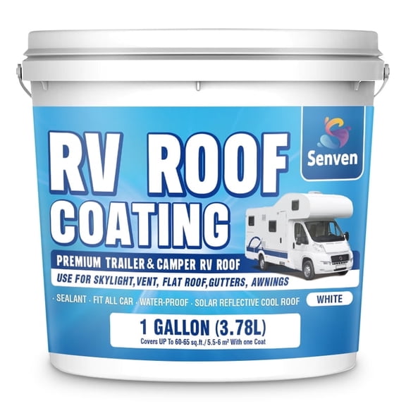 RV Roof Sealant RV Roof Coating White 1 Gallon Waterproof Solar Reflective & Leak Repair for Trailers Campers Motorhomes