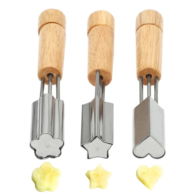 Frutas De Acero Inoxidable Cortador De Galletas Para Hornear Con Mango Para Pasteles Galletas Fruta 3 Uds Cortador Vogacara HA036225-00