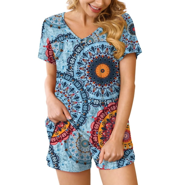 Anygrew Summer Pajama Sets For Womens Shorts Soft Pj Set 2 Piece