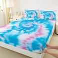 thumbnail image 3 of Manfei Gradient Tie Dye 4 Pieces Queen Sheet Sets for Female Men Adults,Watercolor Artwork Ultra Soft Flat Sheet,Abstract Ombre Queen Fitted Sheet,Ultra Soft Home Decor, 3 of 7
