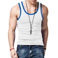thumbnail image 2 of Men'S Gym Workout Tank Tops Color Blocking Sleeveless Muscle Shirts for Beach & Athletic Wear White & Blue XL, 2 of 9