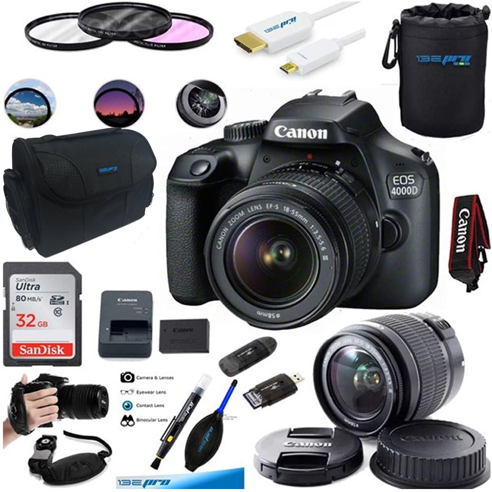  Canon EOS Rebel T100 DSLR Camera with EF-S 18-55mm f/3.5-5.6  III Lens, 18MP APS-C CMOS Sensor, Built-in Wi-Fi, Optical Viewfinder,  Impressive Images & Full HD Videos, Includes 32GB SD Card 