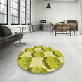 thumbnail image 4 of Ahgly Tapis d'Intérieur Lavable en Machine Carré Transitionnel Jaune Foncé Vert, 7 Pieds Carré, 4 of 7