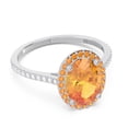 thumbnail image 3 of Diamond-Capitals 2.15 Carat Oval Cut Citrine Gemstone & Natural Diamond Shiny Anniversary Ring for her Solid 14K White Gold Size 4, 3 of 7