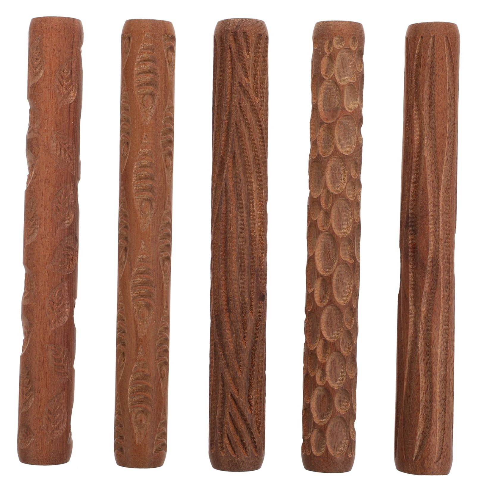 WORGEOUS 5-Piece Pottery Tool Set with Printed Mud Boards, Reusable Clay Sculpting Tools 11.7x1.2CM for Ceramic Art