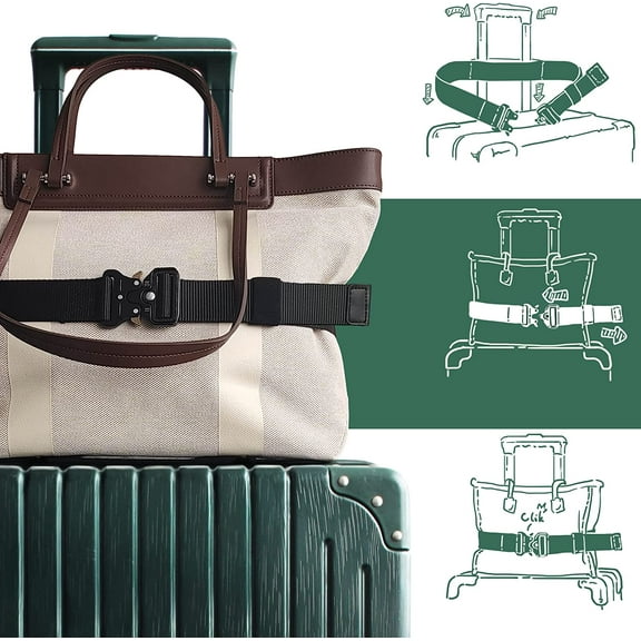 Trianu Travel Belt for Luggage - Stylish & Adjustable Add a Bag Luggage Strap for Carry on Bag - Airport Travel Accessories for Men & Women, Black