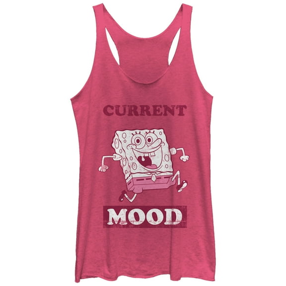 Women's SpongeBob SquarePants Current Mood Racerback Tank Top Pink Heather Small