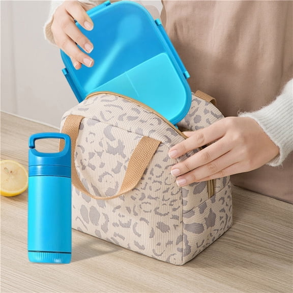 AuroraX Insulated Lunch Boxes for Women,Reusable Blue Adults with Water Bottle Lunch Containers with Lids,Square Microwave Safe Hot Food Ourdoor Camping