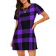 thumbnail image 1 of Fotbe Purple Buffalo Plaid Bata de Dormir para Mujer con Estampado, Camisón de Algodón de Manga Corta, Ropa de Dormir Casual, 1 of 6