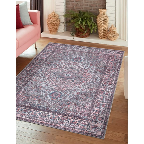 Rugs.com Mangata Collection Rug – 9' 2 x 12' Beige And Pink Low Rug Perfect For Living Rooms, Large Dining Rooms, Open Floorplans