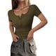 thumbnail image 1 of Camiseta PRETTYGARDEN Henley Ajustada Manga Corta Verde Militar M, 1 of 9