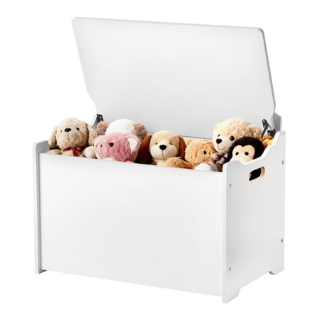 VEVOR Kids Storage Bench, Wooden Toy Box Chest with Backrest, Large Storage Cabinet with Safety Hinge, Toddlers Storage Bench for Playroom, Living Room or Entryway, 23.5 x 14.5 x 21.46 in, White