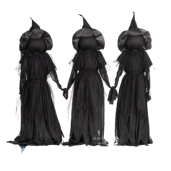 Evergreen Set of 3 LED Lighted Halloween Witch Stakes, 4' Tall for Garden Lawn or Patio