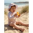 thumbnail image 4 of BemeyourBBs Toddler Baby Girl Swimsuit Infant Bathing Suit One Piece Swimsuits with Sun Hat Set Long Sleeve Rash Guard Swimwear Striped Dot Zipper Summer Beach Wear, 4 of 9