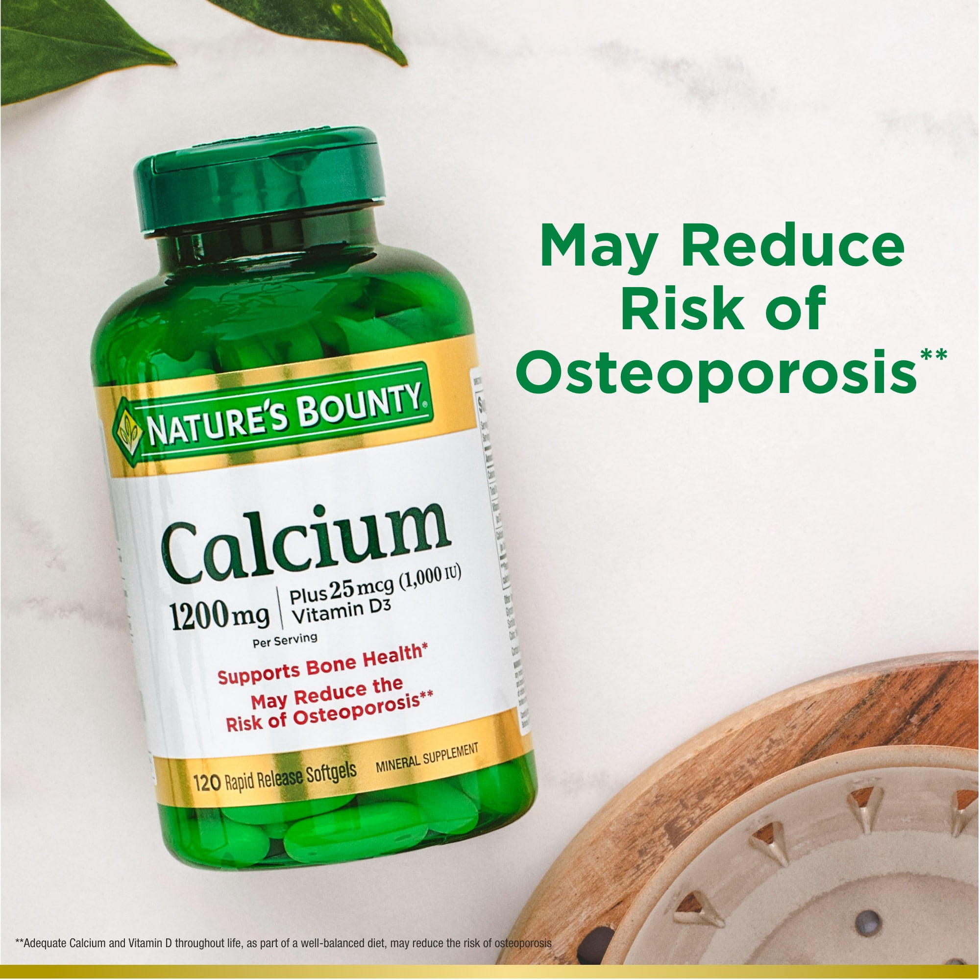 (3 pack) Nature’s Bounty Calcium Supplement + 1000 IU Vitamin D3, 120 Ct (2-Pack)